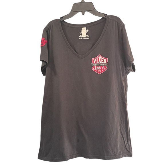 Vixen Off Road Women's Graphic "Girls Get Dirty Too" Black T-shirt Size XL EUC - Picture 2 of 8